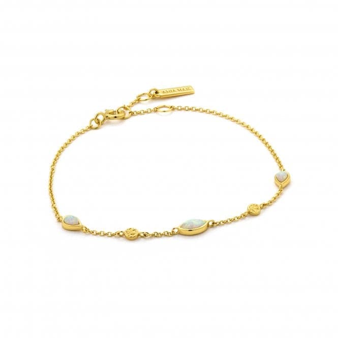 Sterling Silver Shiny Gold Plated Opal Colour Bracelet B014 - 02GAnia HaieB014 - 02G