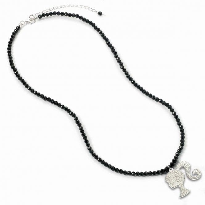 Sterling Silver Silhouette Black Onyx Bead Necklace BMSN0026BarbieBMSN0026