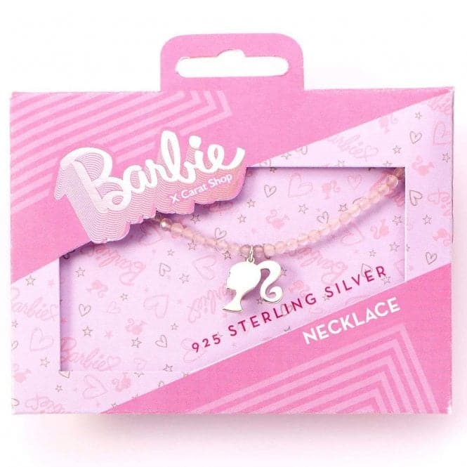 Sterling Silver Silhouette Charm Rose Quartz Bead Necklace BMSN0023BarbieBMSN0023