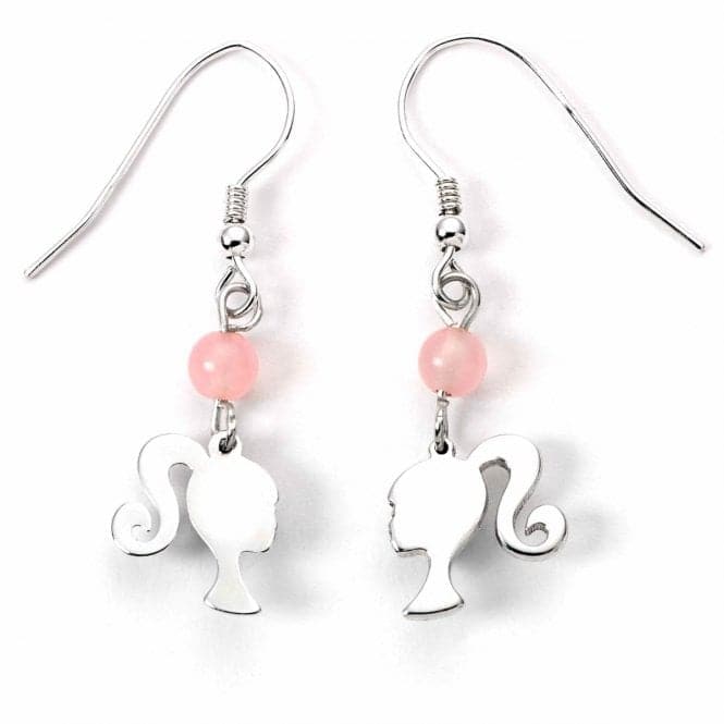 Sterling Silver Silhouette Rose Quartz Drop Earrings BMSDE0025BarbieBMSDE0025