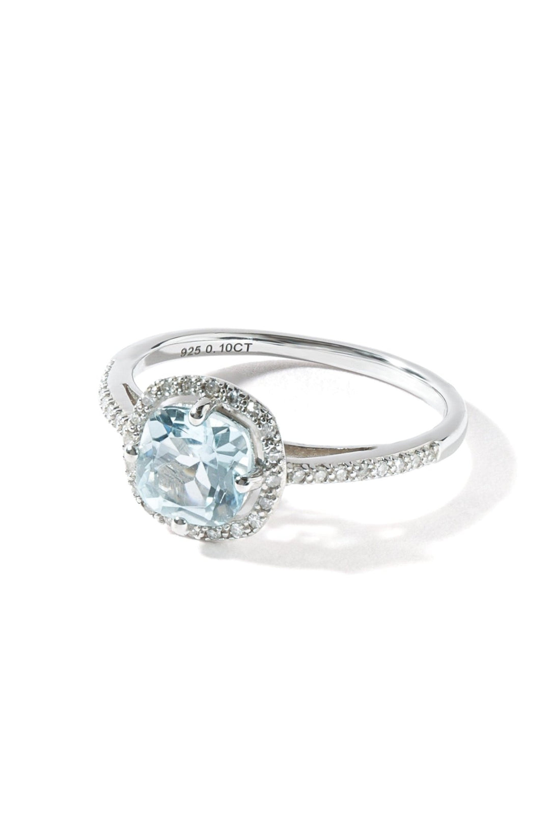 Sterling Silver Sky Blue Topaz and Diamond Halo RingThe Fine CollectiveBA0044575 - M