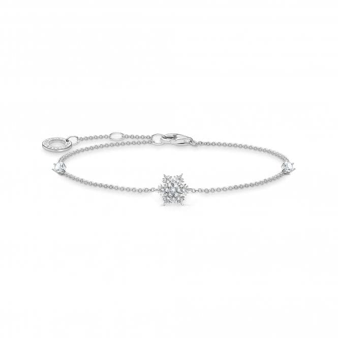 Sterling Silver Snowflake White Stones Bracelet A2082 - 051 - 14 - L19VThomas Sabo Charm Club CharmingA2082 - 051 - 14