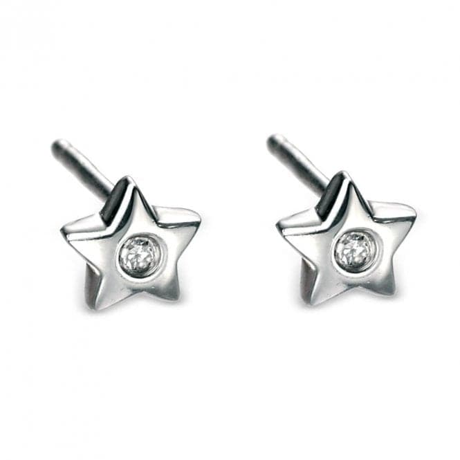 Sterling Silver Star Stud Earrings E573D for DiamondE573