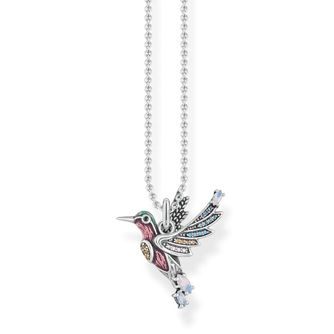 Sterling Silver Stones Enamel Zirconia Hummingbird Necklace KE1969 - 340 - 7 - L42VThomas Sabo Sterling SilverKE1969 - 340 - 7 - L42V