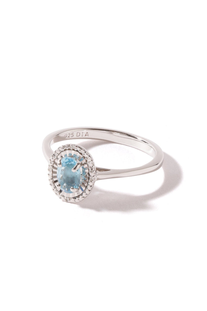 Sterling Silver Swiss Blue Topaz and Diamond Oval RingThe Fine CollectiveBA0054082 - K