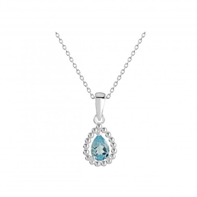 Sterling Silver Teardrop Blue Topaz Bobble Surround Pendant 9707BTDew9707BT