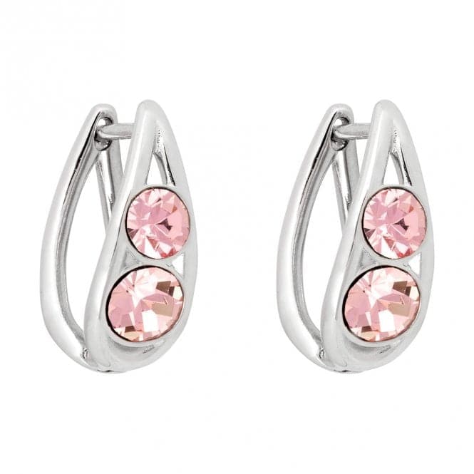 Sterling Silver Teardrop Light Rose Crystals Hoop Earrings E6160PFiorelli SilverE6160P