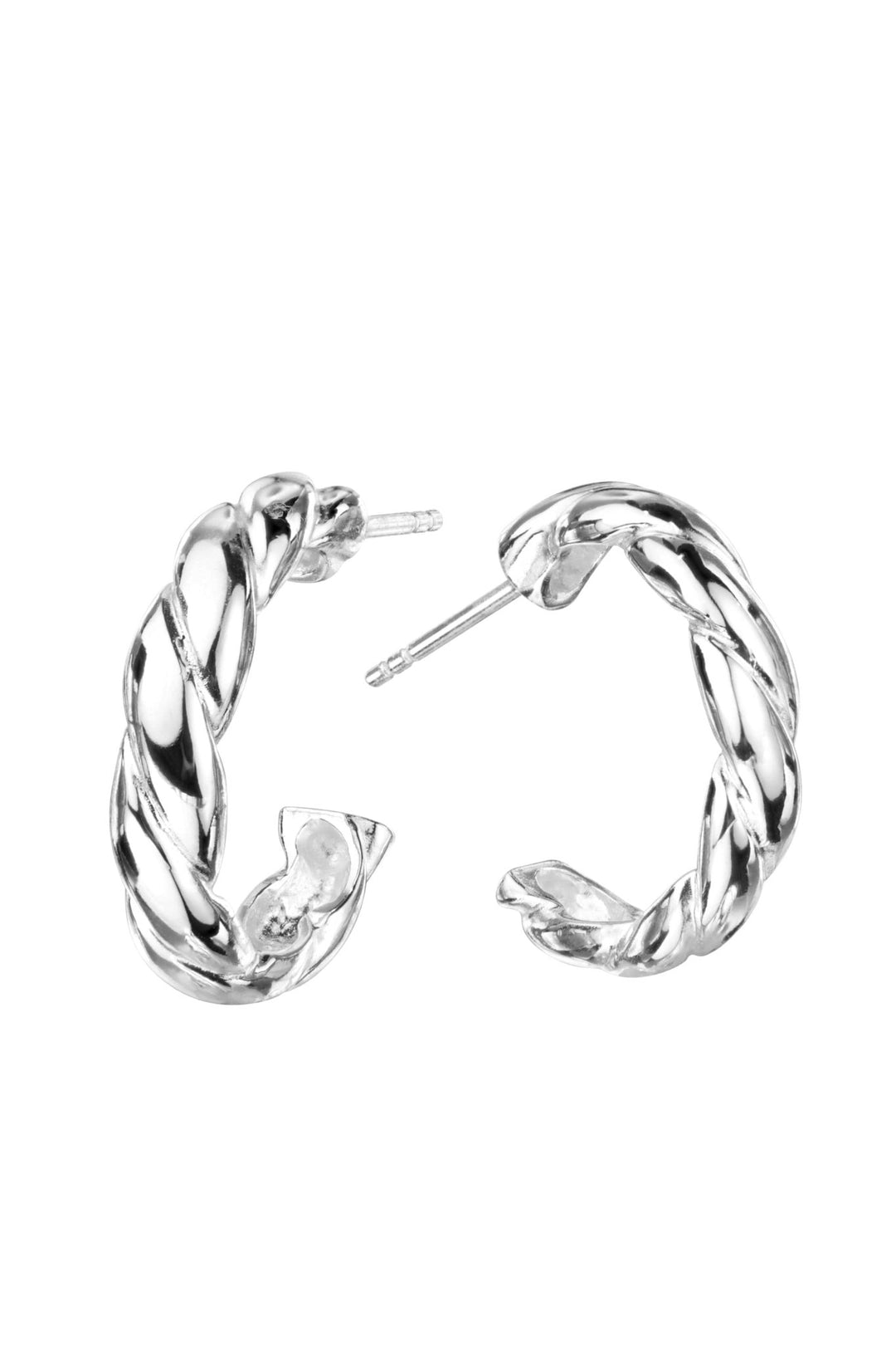 Sterling Silver Twisted 20mm Half Hoop Stud EarringsThe Fine CollectiveBA0040359