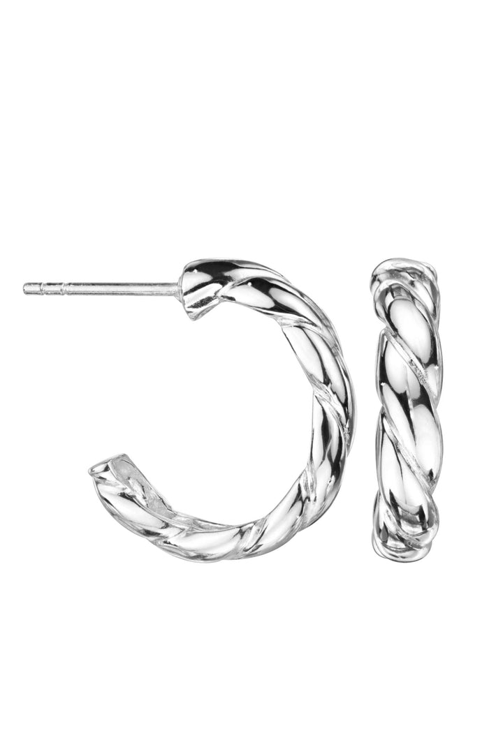 Sterling Silver Twisted 20mm Half Hoop Stud EarringsThe Fine CollectiveBA0040359