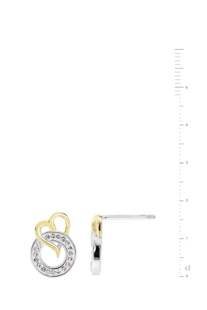 Sterling Silver Two Colour Crystal Entwined Circle Stud EarringsThe Fine CollectiveBA0048135