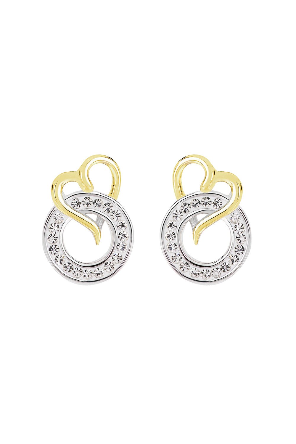 Sterling Silver Two Colour Crystal Entwined Circle Stud EarringsThe Fine CollectiveBA0048135