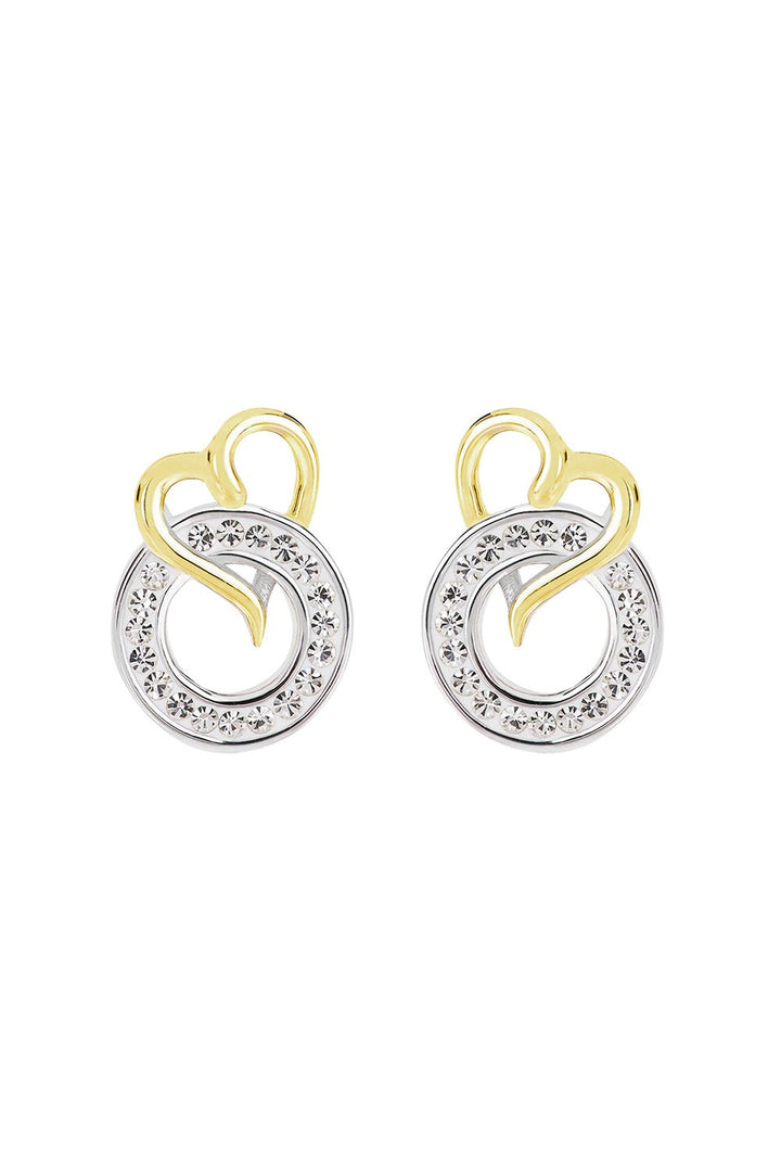 Sterling Silver Two Colour Crystal Entwined Circle Stud EarringsThe Fine CollectiveBA0048135