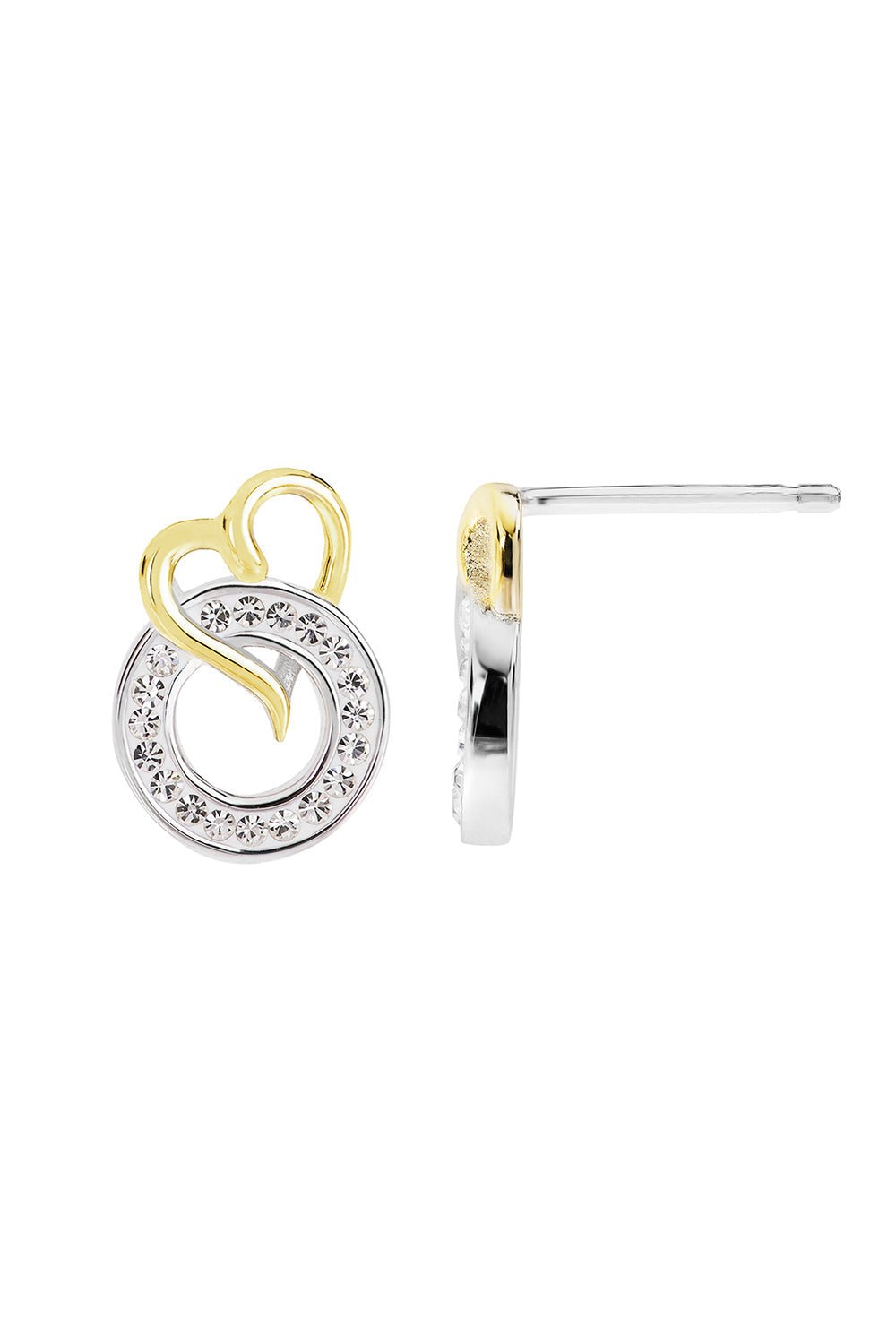 Sterling Silver Two Colour Crystal Entwined Circle Stud EarringsThe Fine CollectiveBA0048135