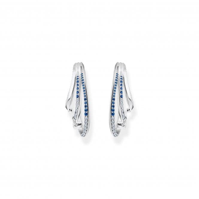 Sterling Silver Wave Blue Stones Hoop Earrings H2230 - 644 - 1Thomas Sabo Sterling SilverH2230 - 644 - 1