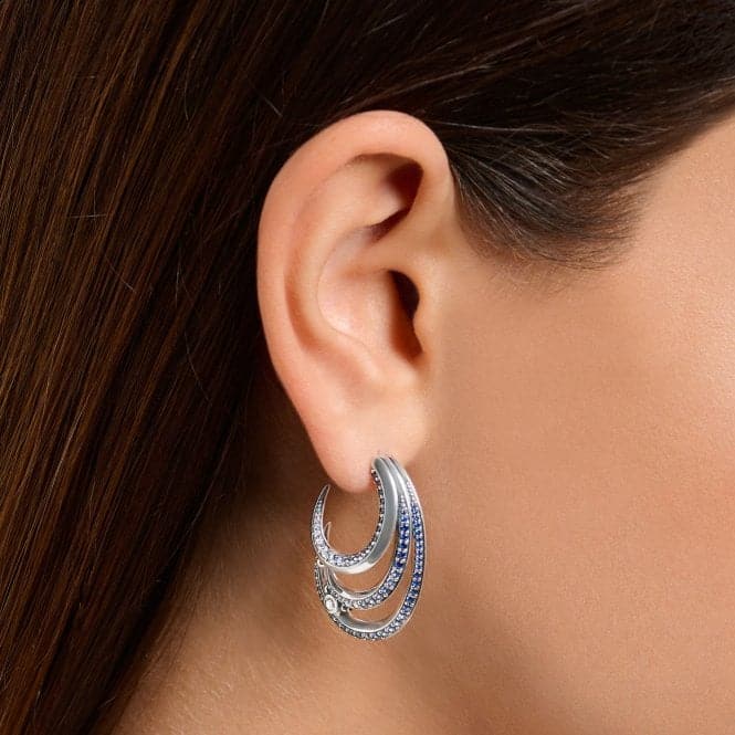 Sterling Silver Wave Blue Stones Hoop Earrings H2230 - 644 - 1Thomas Sabo Sterling SilverH2230 - 644 - 1