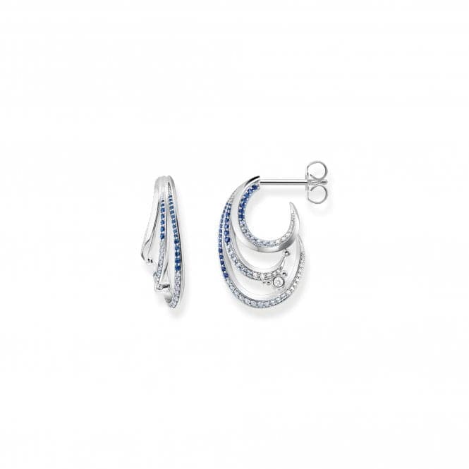 Sterling Silver Wave Blue Stones Hoop Earrings H2230 - 644 - 1Thomas Sabo Sterling SilverH2230 - 644 - 1