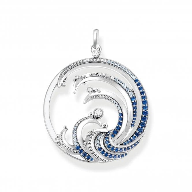 Sterling Silver Wave Blue Stones Pendant PE930 - 644 - 1Thomas Sabo Sterling SilverPE930 - 644 - 1