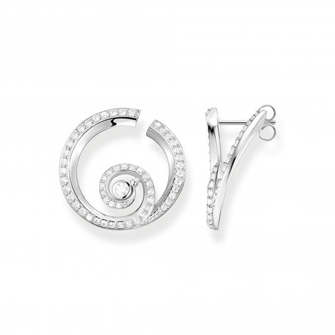 Sterling Silver Wave White Stones Earrings H2227 - 051 - 14Thomas Sabo Sterling SilverH2227 - 051 - 14