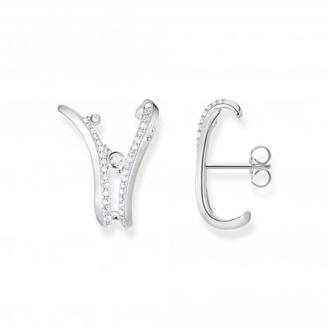 Sterling Silver Wave White Stones Earrings H2229 - 051 - 14Thomas Sabo Sterling SilverH2229 - 051 - 14