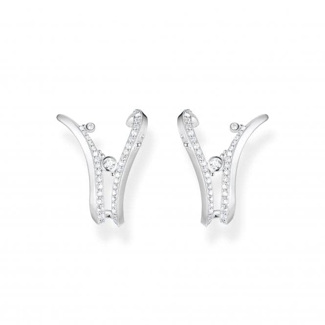 Sterling Silver Wave White Stones Earrings H2229 - 051 - 14Thomas Sabo Sterling SilverH2229 - 051 - 14