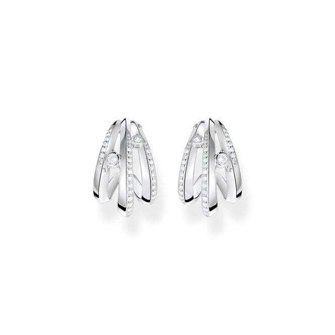 Sterling Silver Wave White Stones Hoop Earrings H2231 - 051 - 14Thomas Sabo Sterling SilverH2231 - 051 - 14