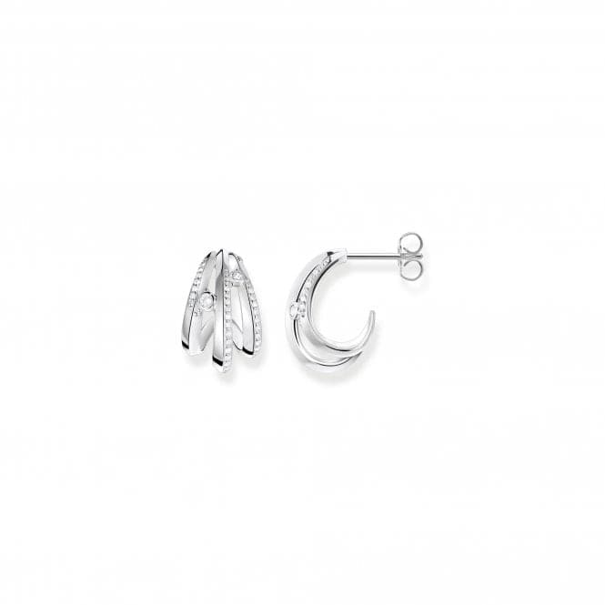 Sterling Silver Wave White Stones Hoop Earrings H2231 - 051 - 14Thomas Sabo Sterling SilverH2231 - 051 - 14