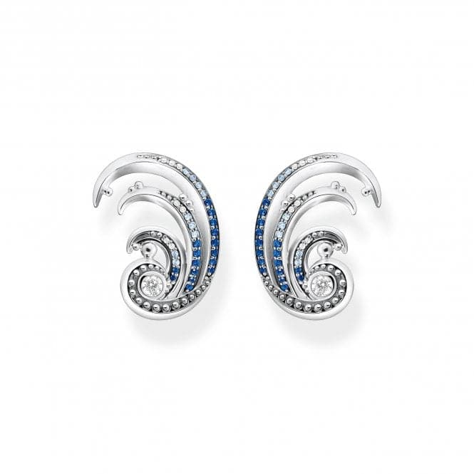Sterling Silver Waves Blue Stones Ear Clip Earrings H2225 - 644 - 1Thomas Sabo Sterling SilverH2225 - 644 - 1