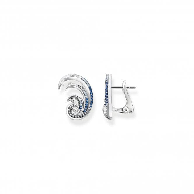 Sterling Silver Waves Blue Stones Ear Clip Earrings H2225 - 644 - 1Thomas Sabo Sterling SilverH2225 - 644 - 1