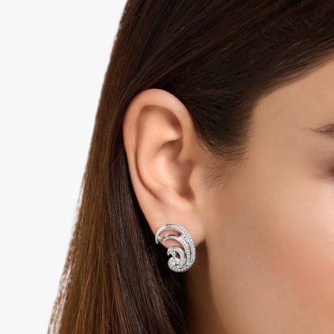 Sterling Silver Waves White Stones Ear Clip Earrings H2225 - 051 - 14Thomas Sabo Sterling SilverH2225 - 051 - 14