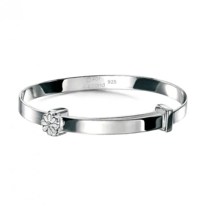 Sterling Silver Enamel Daisy Bangle B4316