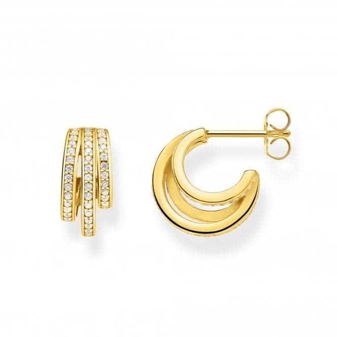Sterling Silver White Hoop Gold Earrings CR652 - 414 - 14Thomas Sabo Sterling SilverCR652 - 414 - 14