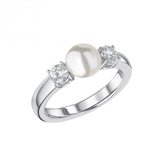 Sterling Silver White Shell Pearl Clear Cubic Zirconia Ring R3872DiamonfireR3872 16