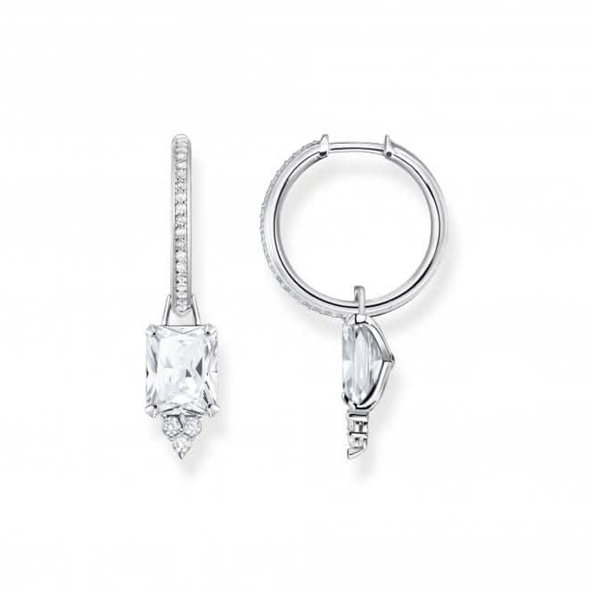 Sterling Silver White Stone Hoop Earrings CR672 - 051 - 14Thomas Sabo Sterling SilverCR672 - 051 - 14