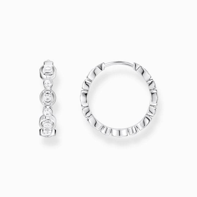 Sterling Silver White Stone Hoop Earrings CR714 - 051 - 14Thomas Sabo Sterling SilverCR714 - 051 - 14