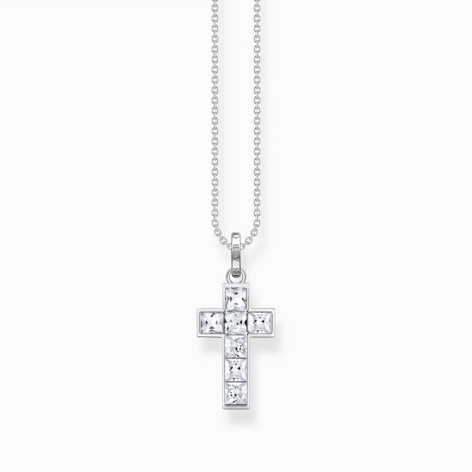 Sterling Silver White Stones Cross Necklace KE2166 - 051 - 14Thomas Sabo Sterling SilverKE2166 - 051 - 14