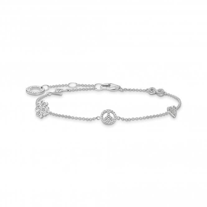 Sterling Silver White Symbols Bracelet A2039 - 051 - 14 - L19VThomas Sabo Charm Club CharmingA2039 - 051 - 14 - L19V