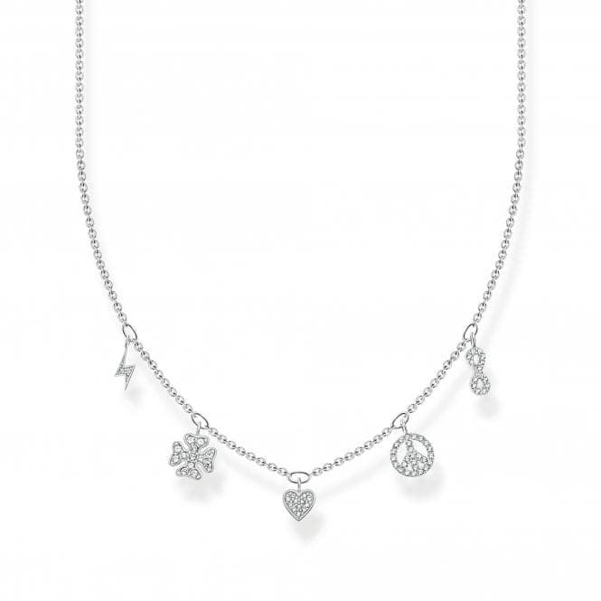 Sterling Silver White Symbols Necklace KE2123 - 051 - 14 - L42VThomas Sabo Charm Club CharmingKE2123 - 051 - 14 - L42V