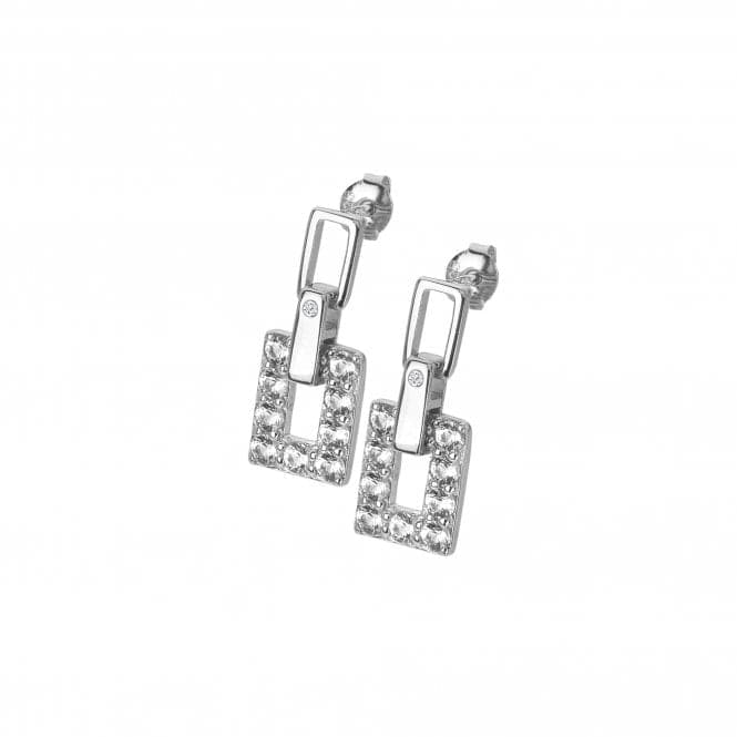 Sterling Silver White Topaz Echo Drop Earrings DE716Hot DiamondsDE716