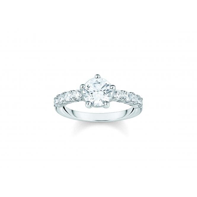 Sterling Silver White Zirconia Solitaire Ring TR2440 - 051 - 14Thomas Sabo Sterling SilverTR2440 - 051 - 14 - 48