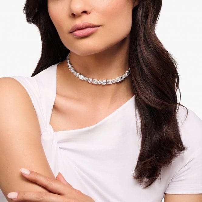 Sterling Silver White Zirconia Stones Choker Necklace KE2196 - 051 - 14 - L42VThomas Sabo Sterling SilverKE2196 - 051 - 14