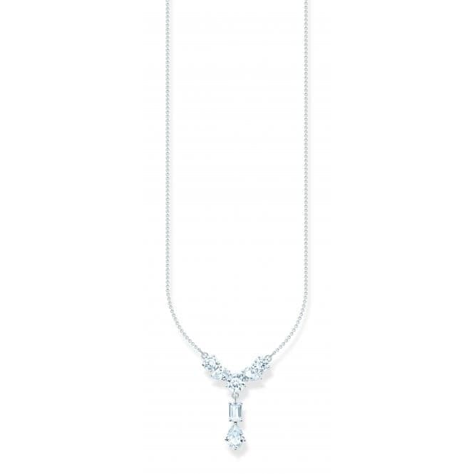 Sterling Silver White Zirconia Stones Y - Shape Necklace KE2195 - 051 - 14 - L45VThomas Sabo Sterling SilverKE2195 - 051 - 14