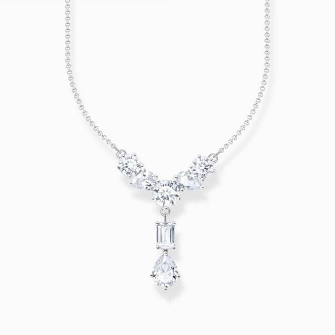 Sterling Silver White Zirconia Stones Y - Shape Necklace KE2195 - 051 - 14 - L45VThomas Sabo Sterling SilverKE2195 - 051 - 14