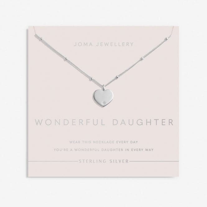 Sterling Silver Wonderful Daughter Heart Zirconia 46cm + 5cm Necklace JJS0024Joma JewelleryJJS0024