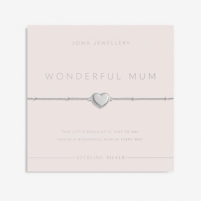 Sterling Silver Wonderful Mum Heart Pave 16cm + 3cm Bracelet JJS0003Joma JewelleryJJS0003