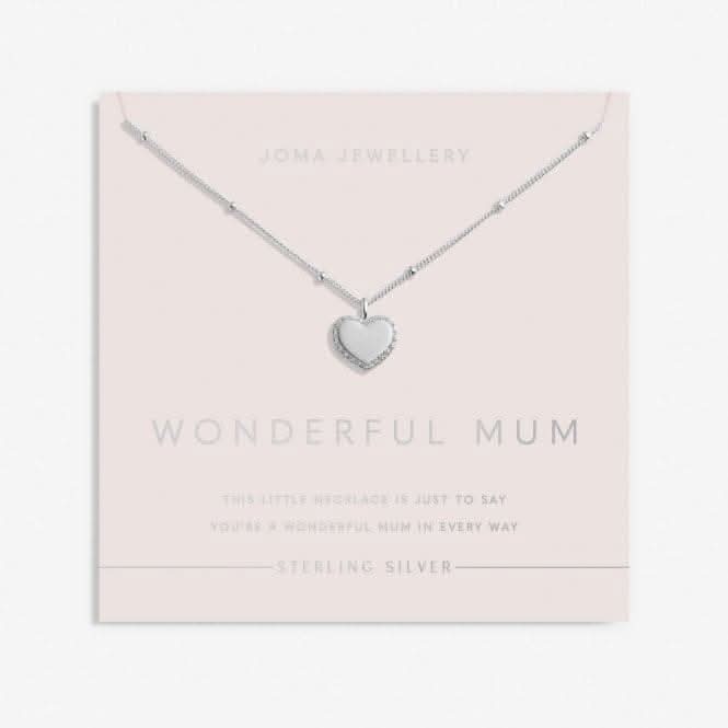 Sterling Silver Wonderful Mum Heart Pave 46cm + 5cm Necklace JJS0015Joma JewelleryJJS0015
