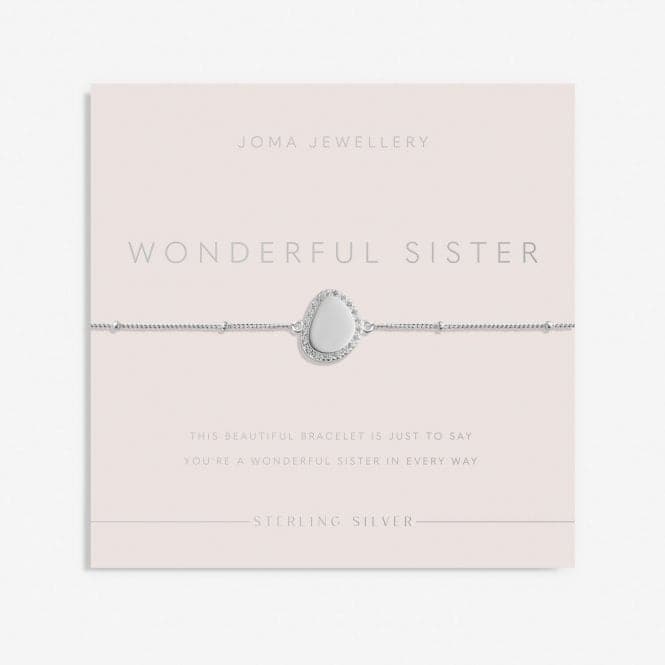 Sterling Silver Wonderful Sister Pebble Pave 16cm + 3cm Bracelet JJS0005Joma JewelleryJJS0005