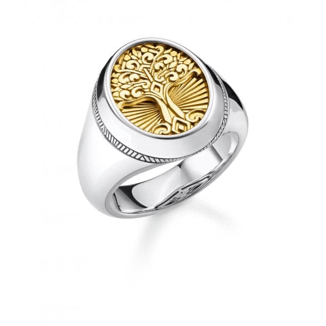 Sterling Silver Yellow Gold Coloured Signet Mens Ring TR2296 - 966 - 39Thomas Sabo Sterling SilverTR2296 - 966 - 39 - 48