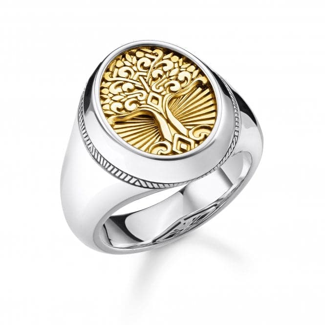 Sterling Silver Yellow Gold Coloured Signet Mens Ring TR2296 - 966 - 39Thomas Sabo Sterling SilverTR2296 - 966 - 39 - 48