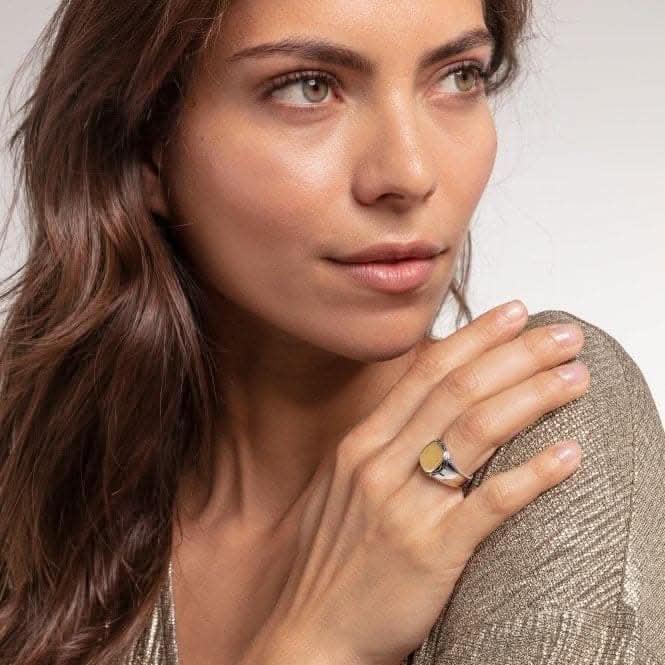 Sterling Silver Yellow Gold Coloured Statement Signet Mens Ring TR2292 - 966 - 39Thomas Sabo Sterling SilverTR2292 - 966 - 39 - 48