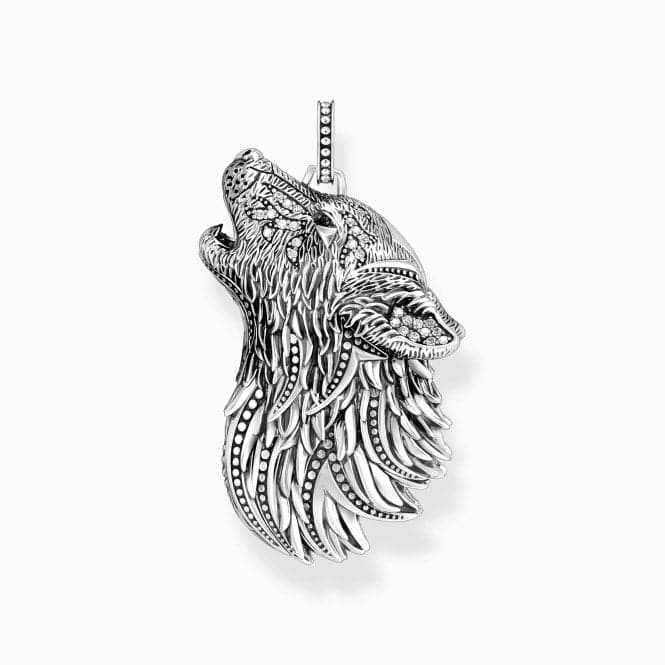 Sterling Silver Zirconia Blackened Howling Wolf Pendant PE966 - 643 - 21Thomas Sabo Sterling SilverPE966 - 643 - 21